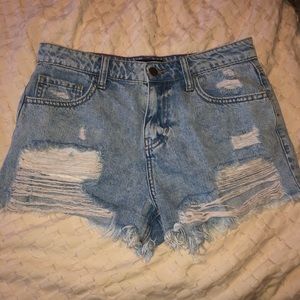 Light wash ripped shorts